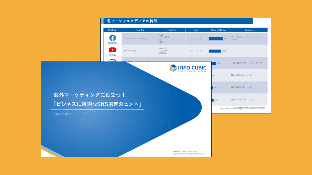 海外マーケティングに役立つ！「ビジネスに最適なSNS選定のヒント」の資料ダウンロードページのサムネイル